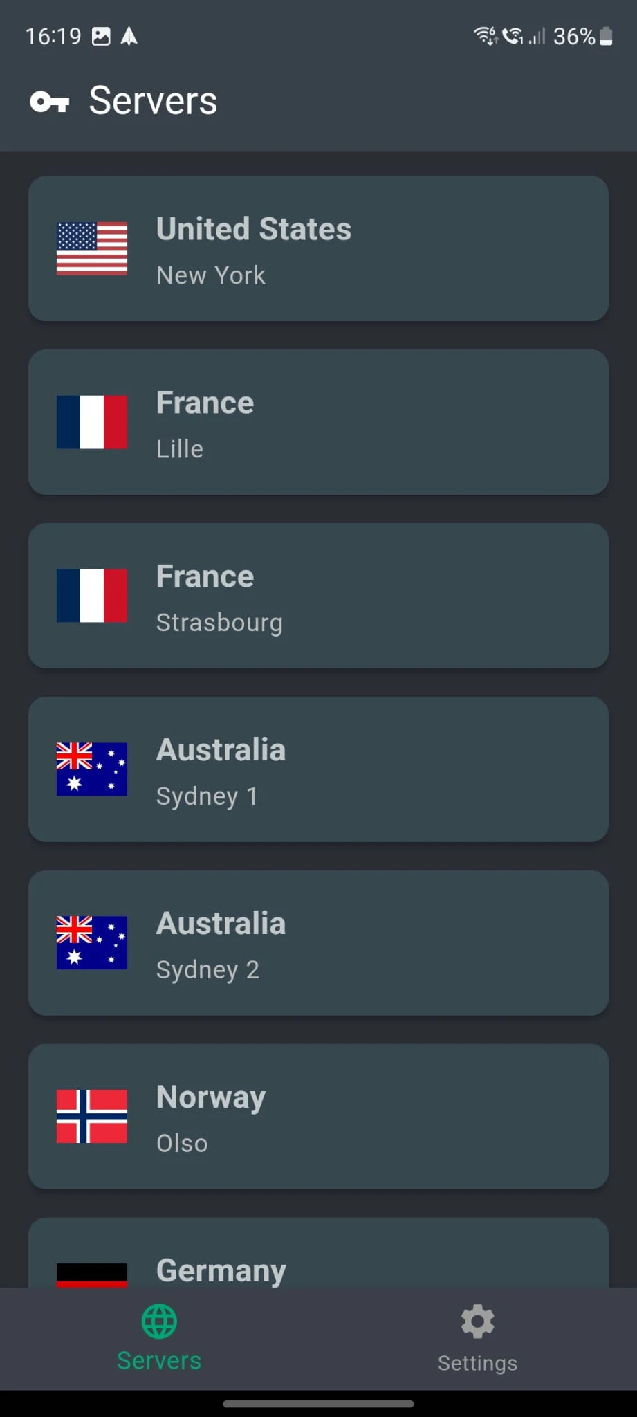 FastCamino VPN Login Screen