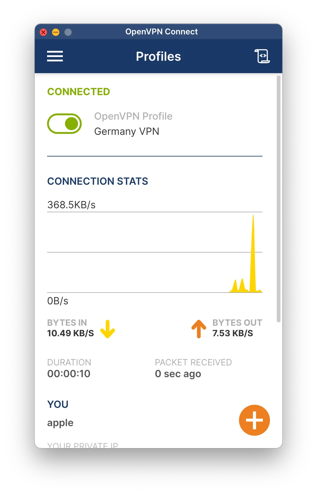 Successfully connected to VPN
